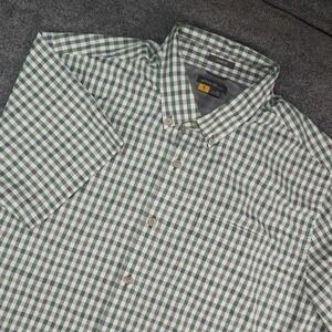 Eddie Bauer Shirt‎ Mens 2XL First Ascent Green Gingham Plaid Short Sleeve